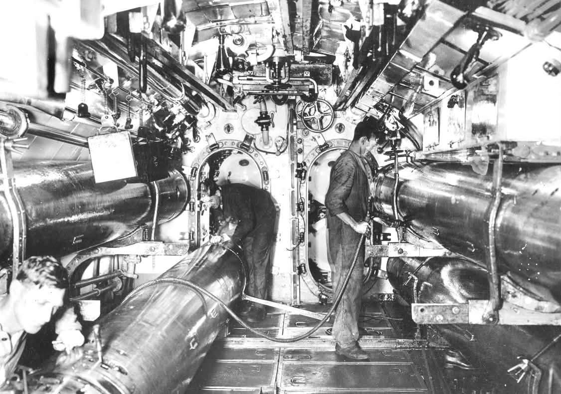 Historic Royal Navy submarine interior photograph